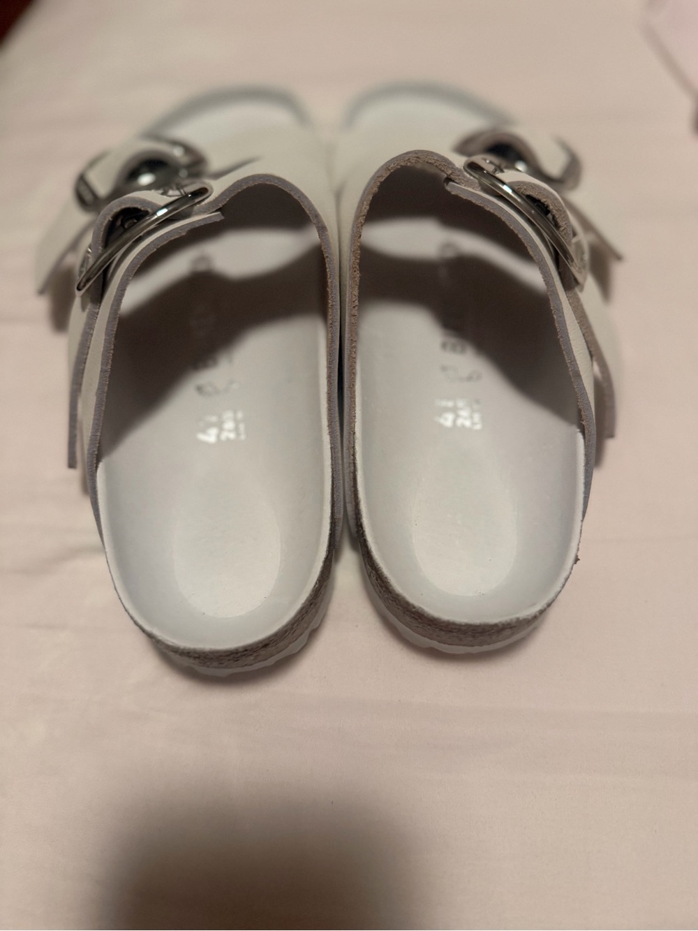 Birkenstock Arizona Big Buckle Sandal - White with Silver Buckles - Picture 4 of 5